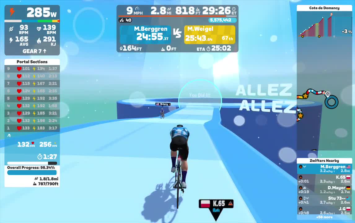 Zwift - Climb Portal: Cote de Domancy at 100% Elevation in France