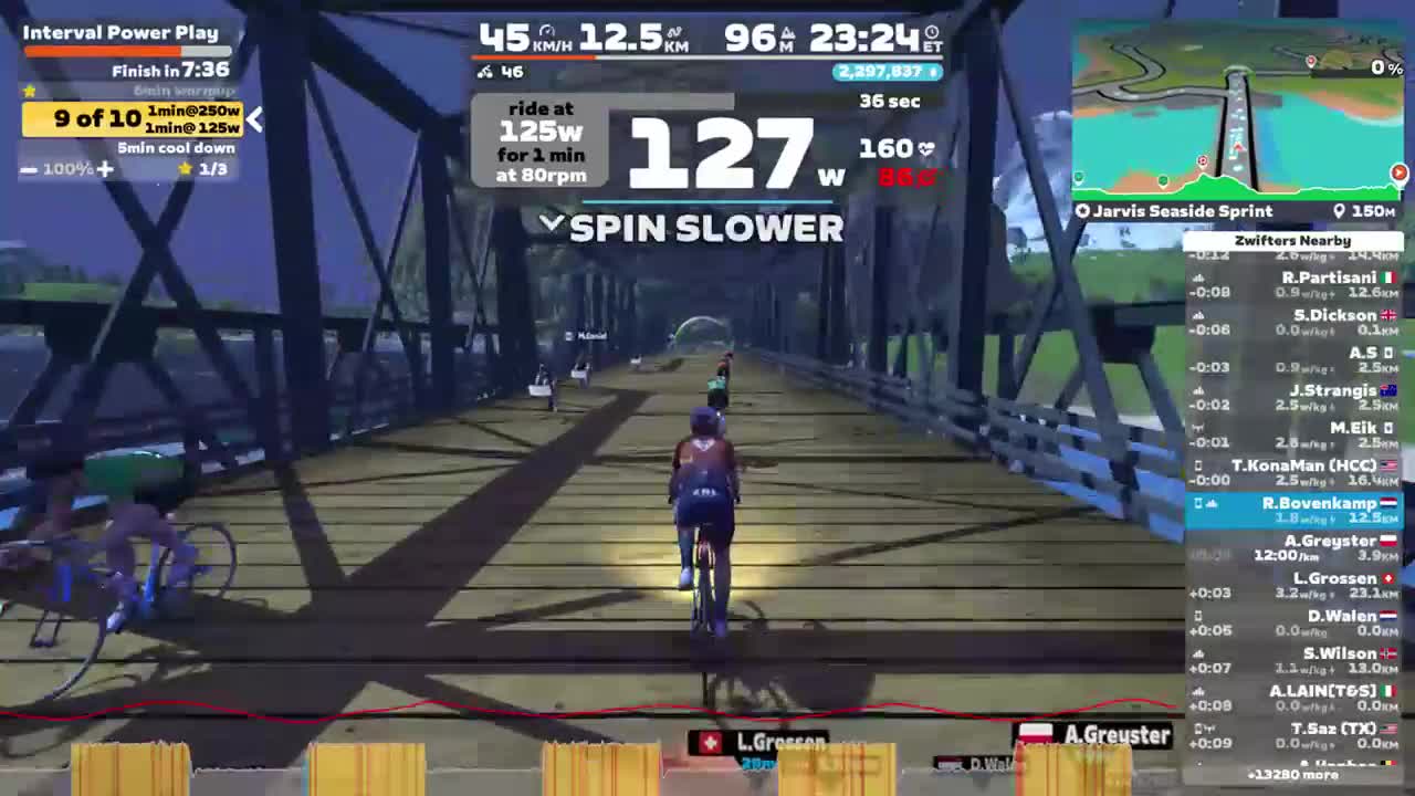 Zwift - Interval Power Play on Jarvis Seaside Sprint in Watopia