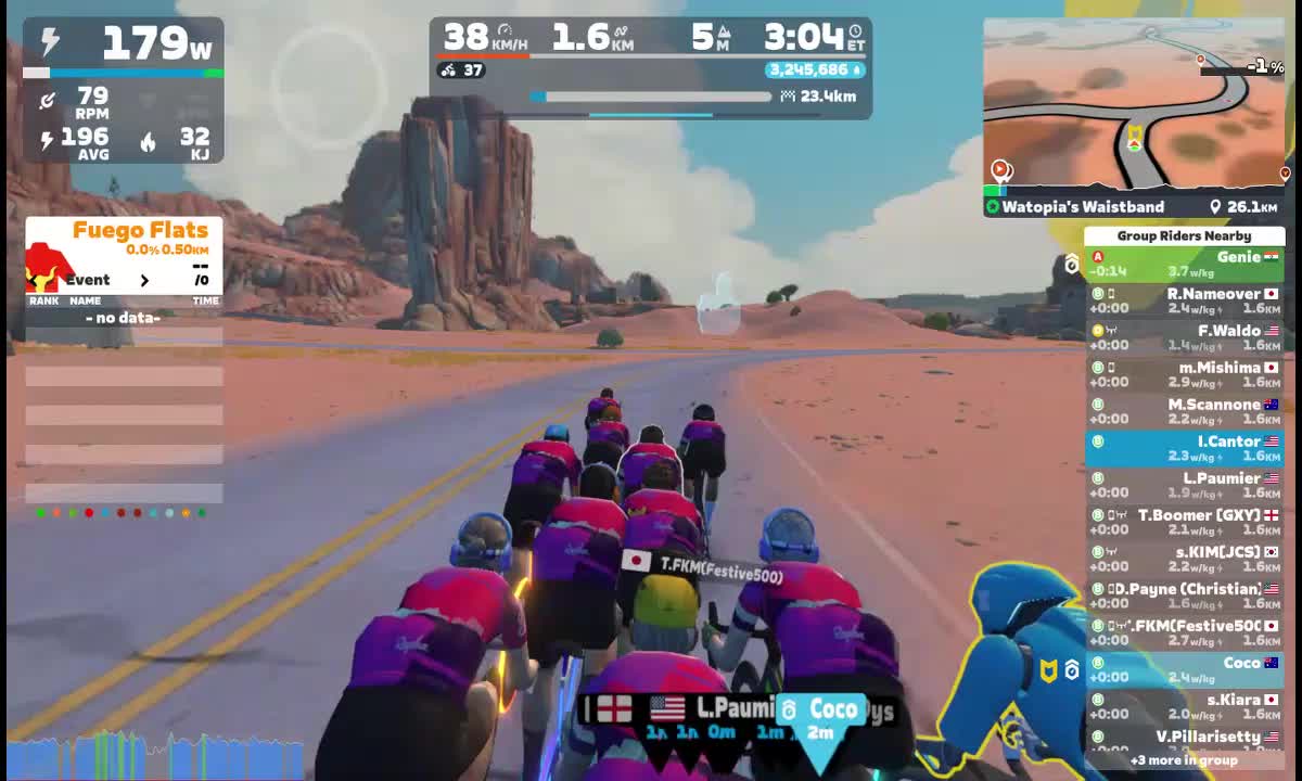 Zwift - Group Ride: Rapha Festive 500 with Coco @ 2.6 W/KG on Watopia's Waistband in Watopia
