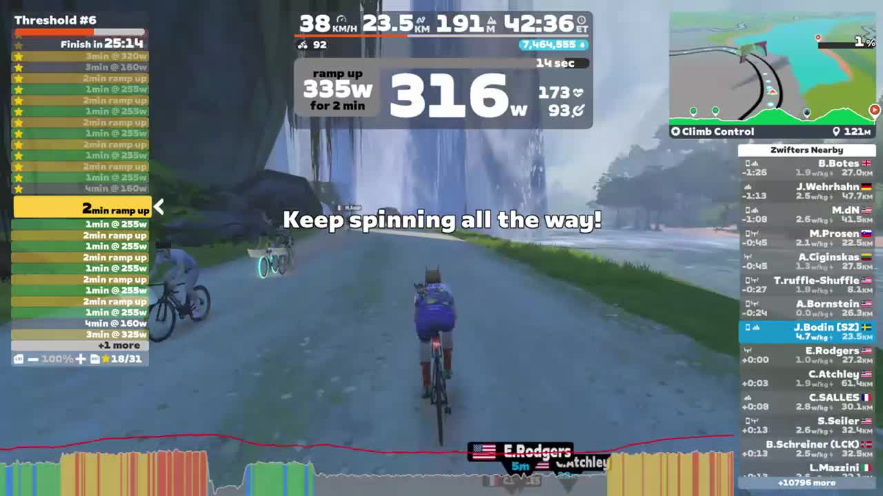 Zwift - Threshold #6 on Climb Control in Watopia