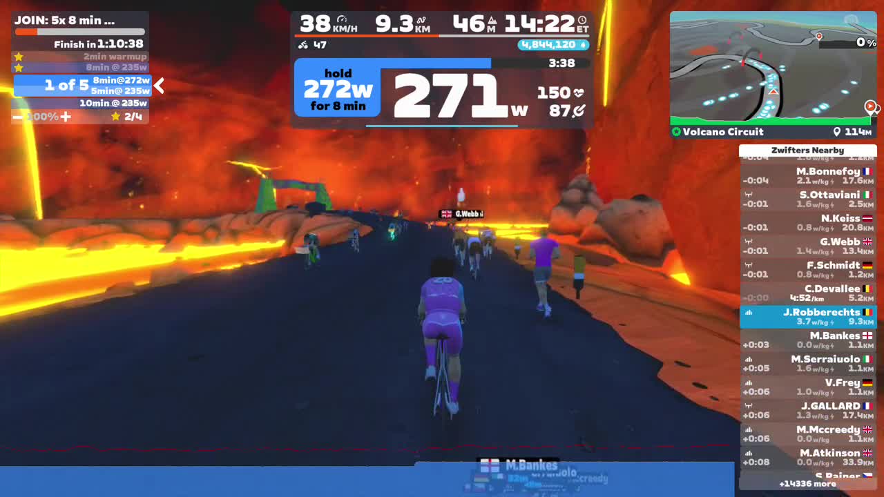 Zwift - JOIN: 5x 8 min intensive endurance intervals on Volcano Circuit in Watopia