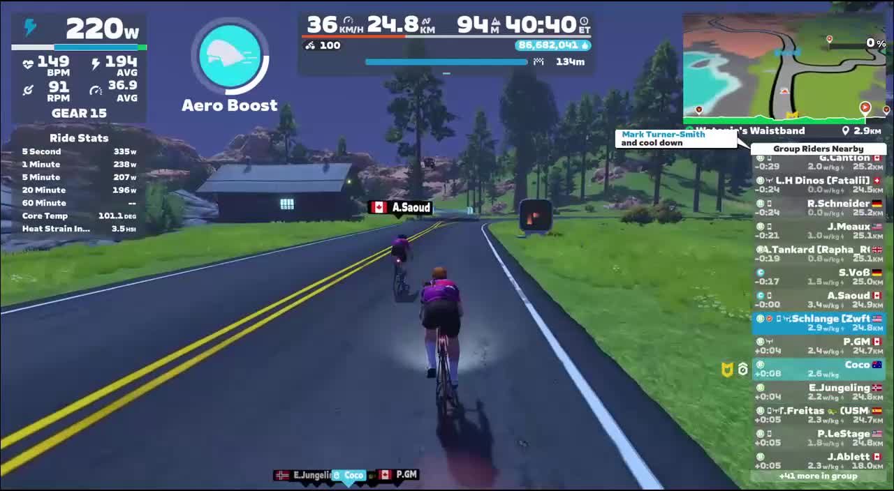 Zwift - Group Ride: Rapha Festive 500 with Coco and Heat on Watopia's Waistband in Watopia
