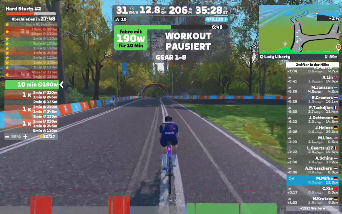 Zwift - Hard Starts #2 on Lady Liberty in New York