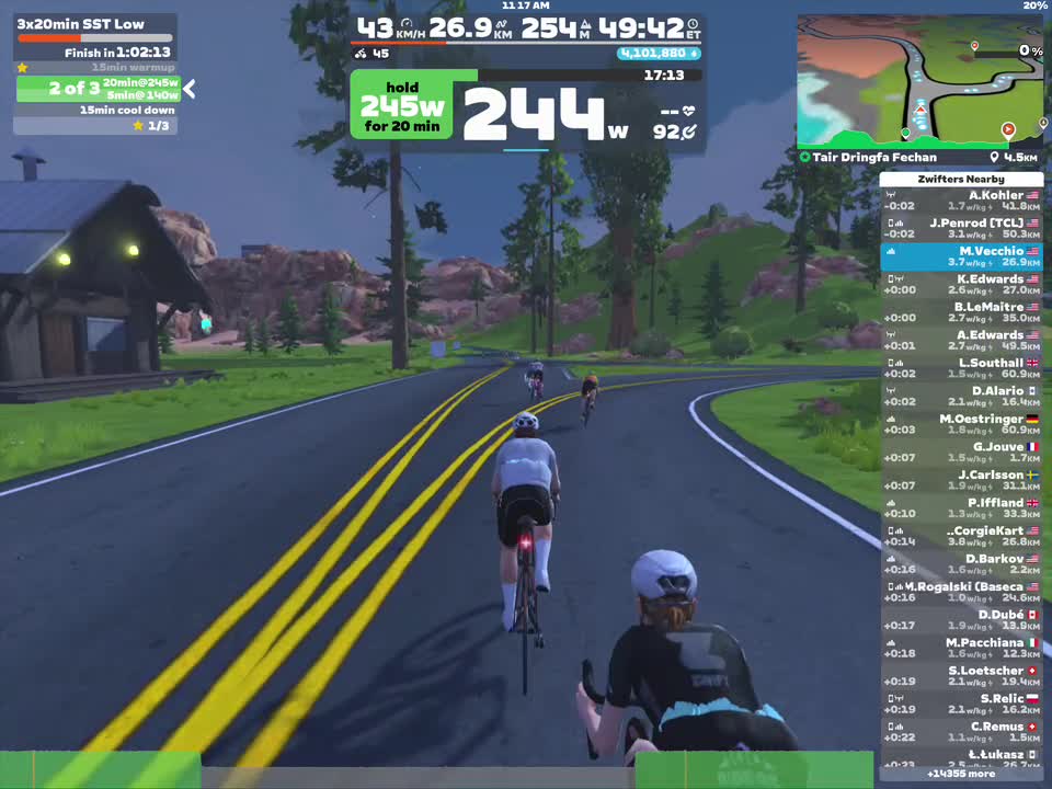 Zwift - 3x20min SST Low on Tair Dringfa Fechan in Watopia