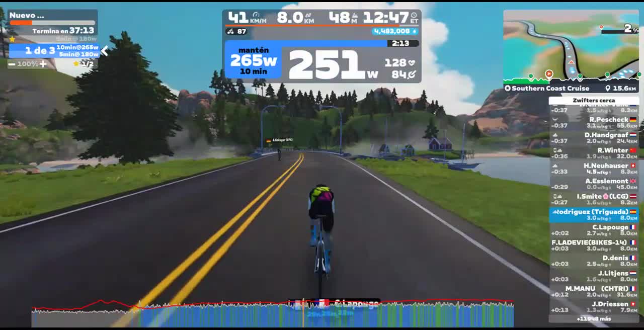 Zwift - Nuevo entrenamiento on Southern Coast Cruise in Watopia