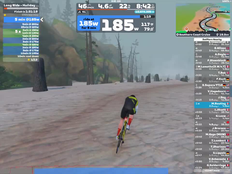 Zwift - Long Ride - Holiday Endurance with Intent ❄️ on Southern Coast Cruise in Watopia