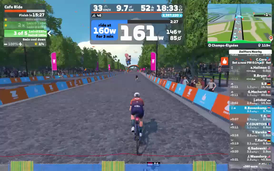 Zwift - INEOS Grenadiers Virtual Training Camp | The Cafe Ride on Champs-Élysées in Paris