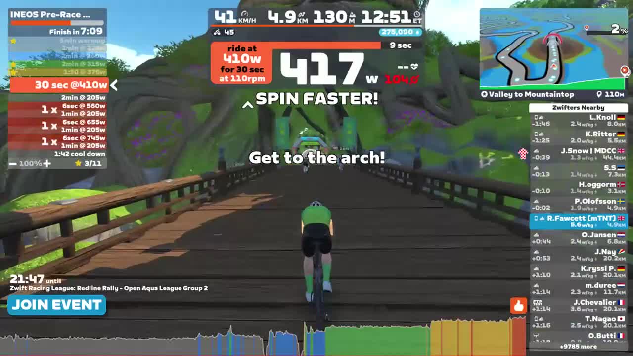 Zwift - INEOS Grenadiers Virtual Training Camp | The Pre-Race Warm-up on Valley to Mountaintop in Makuri Islands