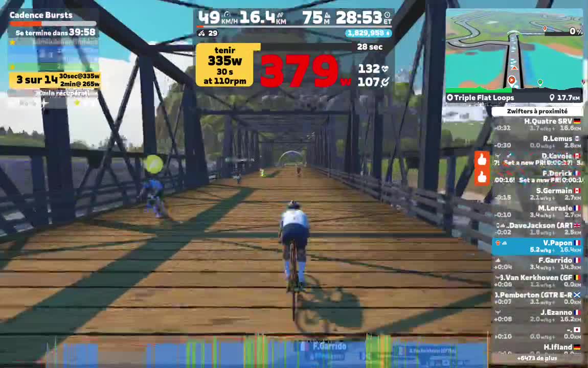 Zwift - Cadence Bursts on Triple Flat Loops in Watopia