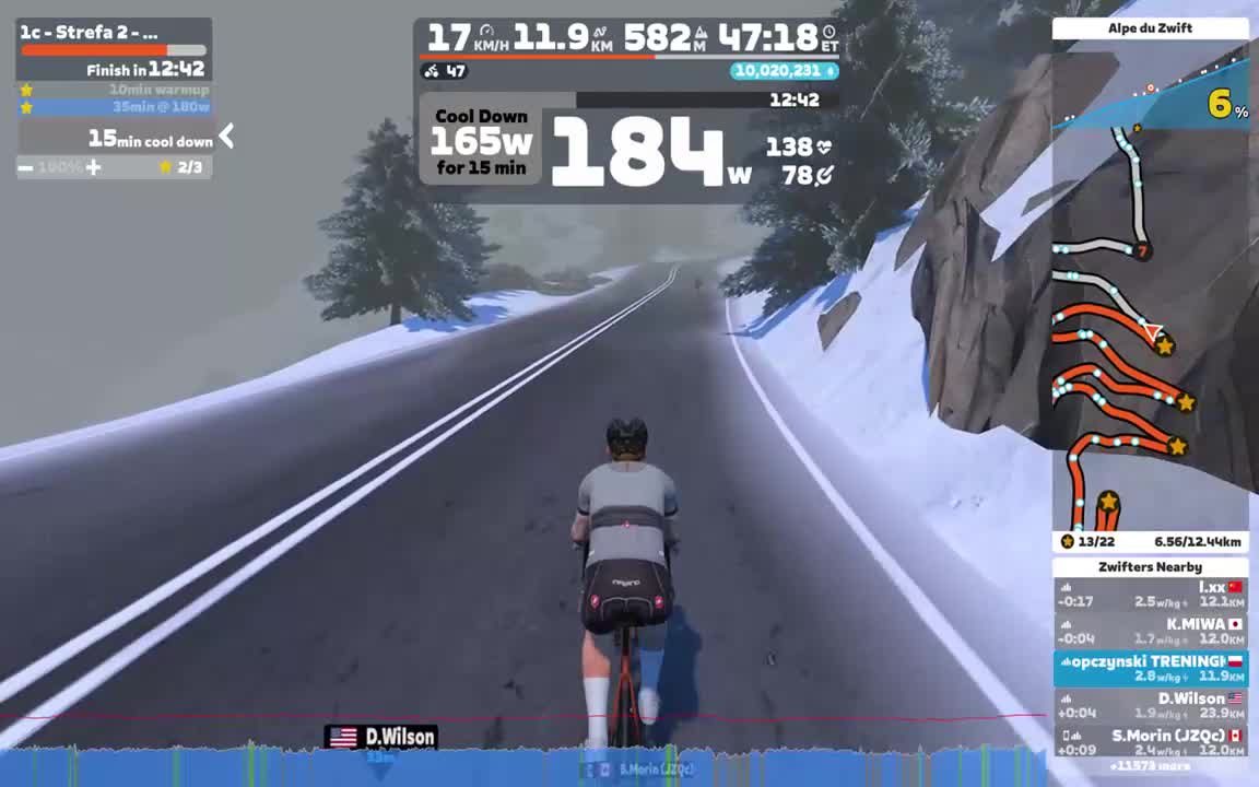 Zwift - 1c - Strefa 2 - Wytrzymałość tlenowa on Road to Sky in Watopia