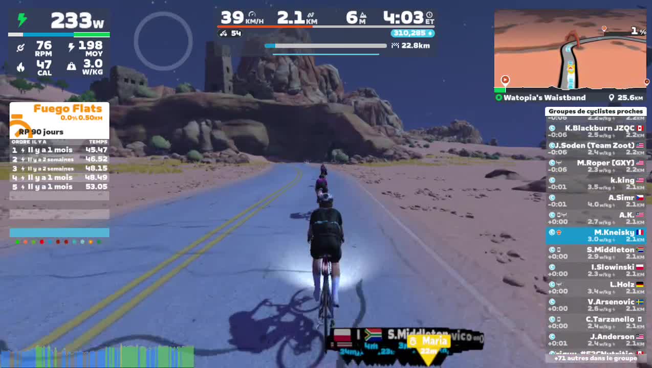 Zwift - Group Ride: Rapha Festive 500 with Maria @ 2.2 W/KG on Watopia's Waistband in Watopia
