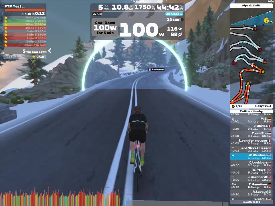 Zwift - FTP Test [Standard] on Tour of Fire and Ice in Watopia