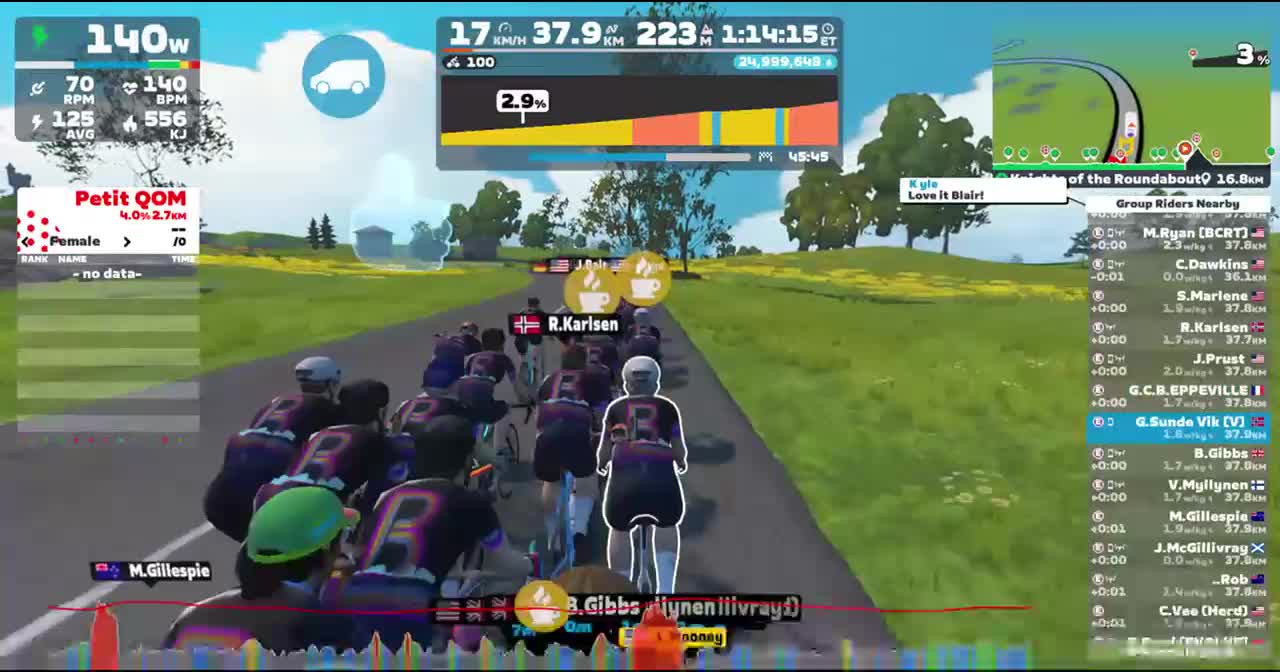 Zwift - Group Ride: Bikealicious Zone 2 Fat Burner Ride (E) on Knights of the Roundabout in France