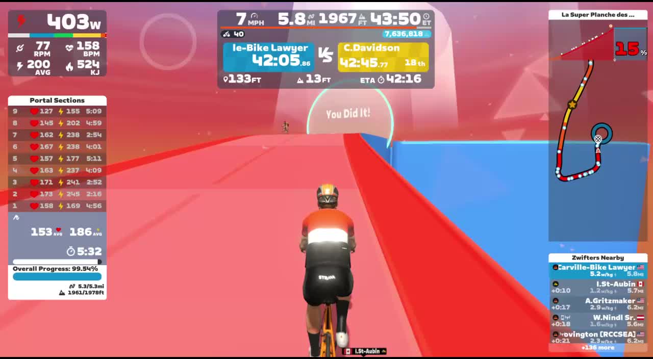 Zwift - Climb Portal: La Super Planche des Belles Filles at 100% Elevation in Watopia