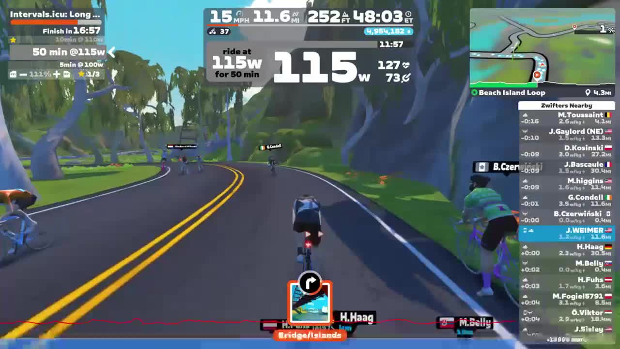 Zwift - : Long Endurance Ride (Adjusted) on Beach Island Loop in Watopia