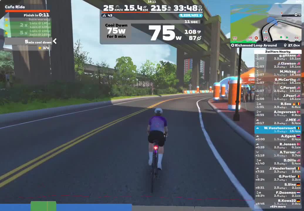 Zwift - INEOS Grenadiers Virtual Training Camp | The Cafe Ride on Richmond Loop Around in Richmond