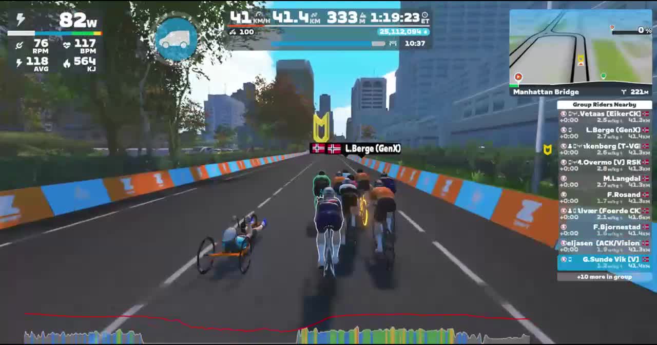 Zwift - Group Ride: Gjennomkjøring NCF eSport on No Sleep Till Brooklyn in New York