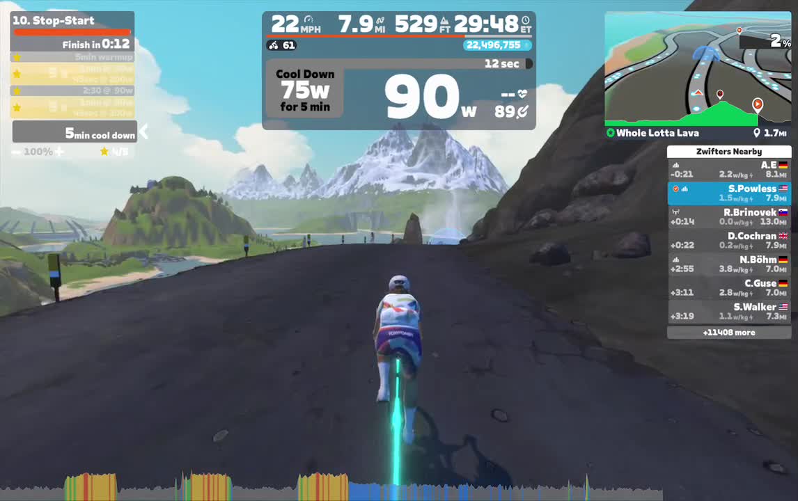 Zwift - 10. Stop-Start on Whole Lotta Lava in Watopia