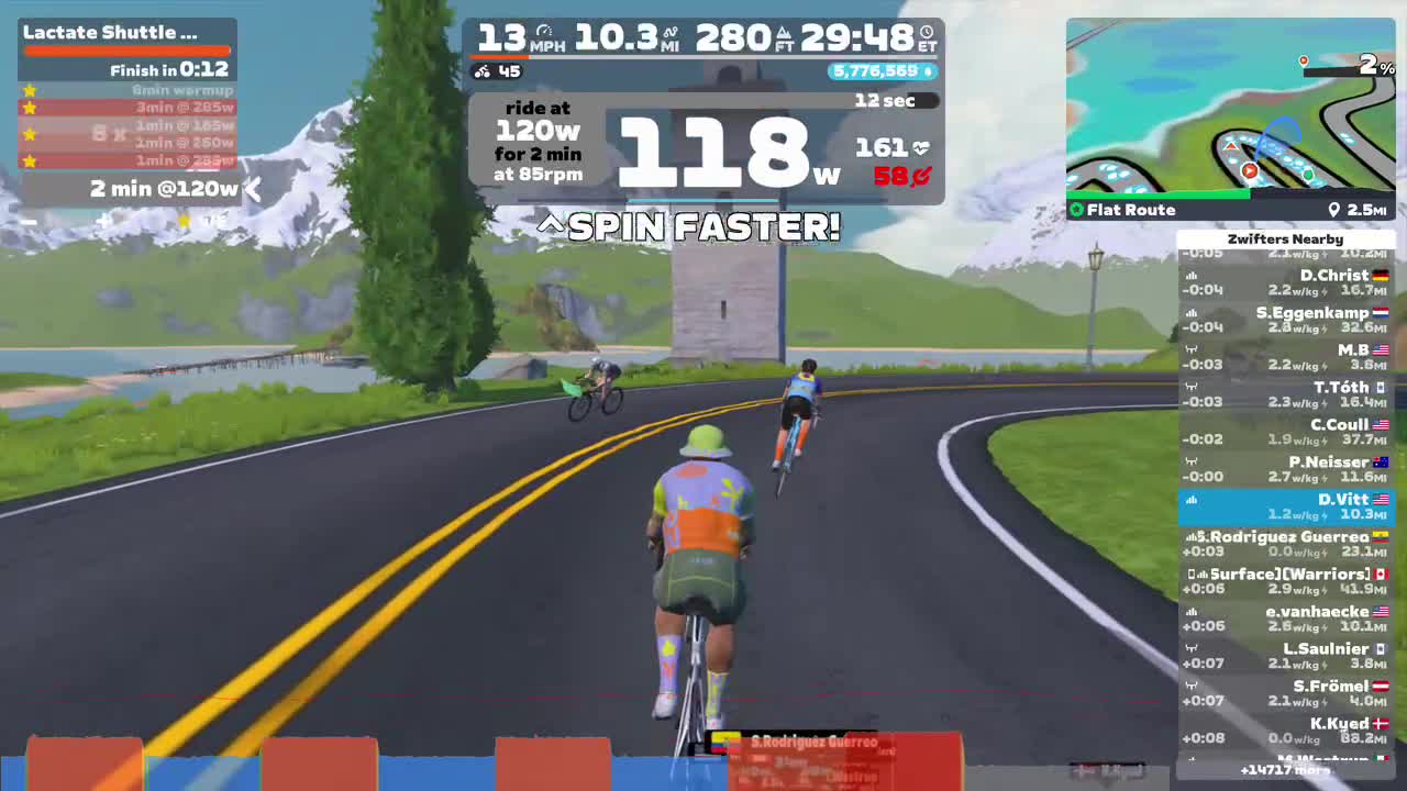 Zwift - Lactate Shuttle Short on Flat Route in Watopia