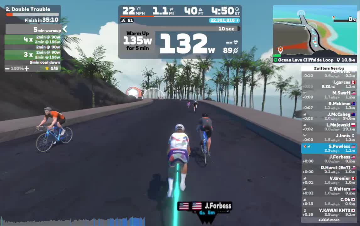 Zwift - 2. Double Trouble on Ocean Lava Cliffside Loop in Watopia