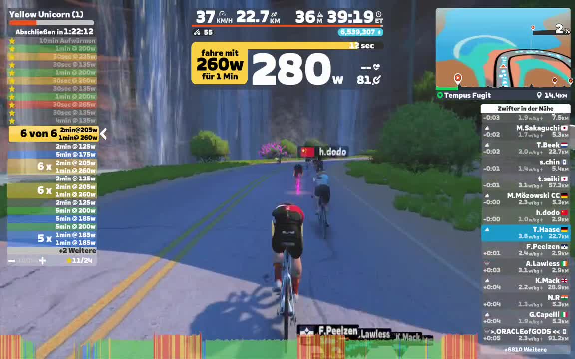 Zwift - Yellow Unicorn (1) on Tempus Fugit in Watopia