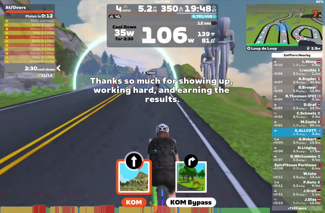 Zwift - At/Overs on Loop de Loop in Watopia