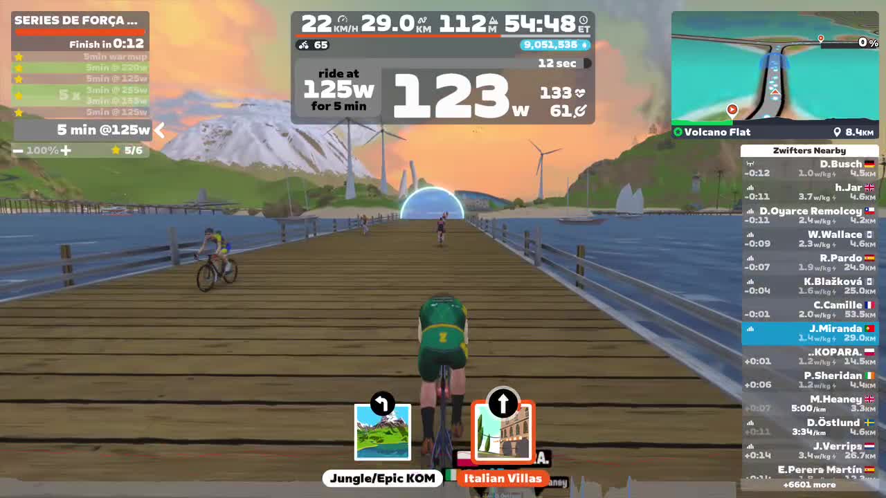 Zwift - SERIES DE FORÇA ROLOS 3' (85-95%) on Volcano Flat in Watopia