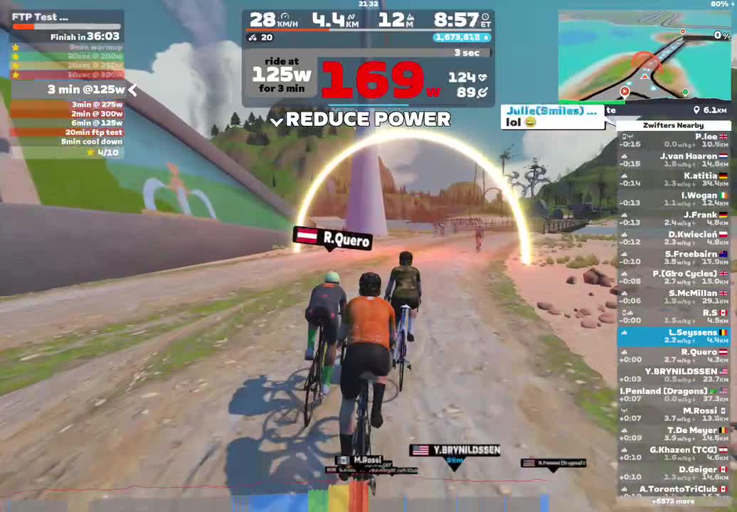 Zwift - FTP Test [Standard] on Flat Route in Watopia