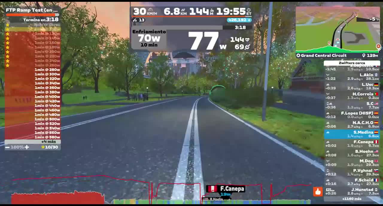 Zwift - FTP Ramp Test on Grand Central Circuit in New York