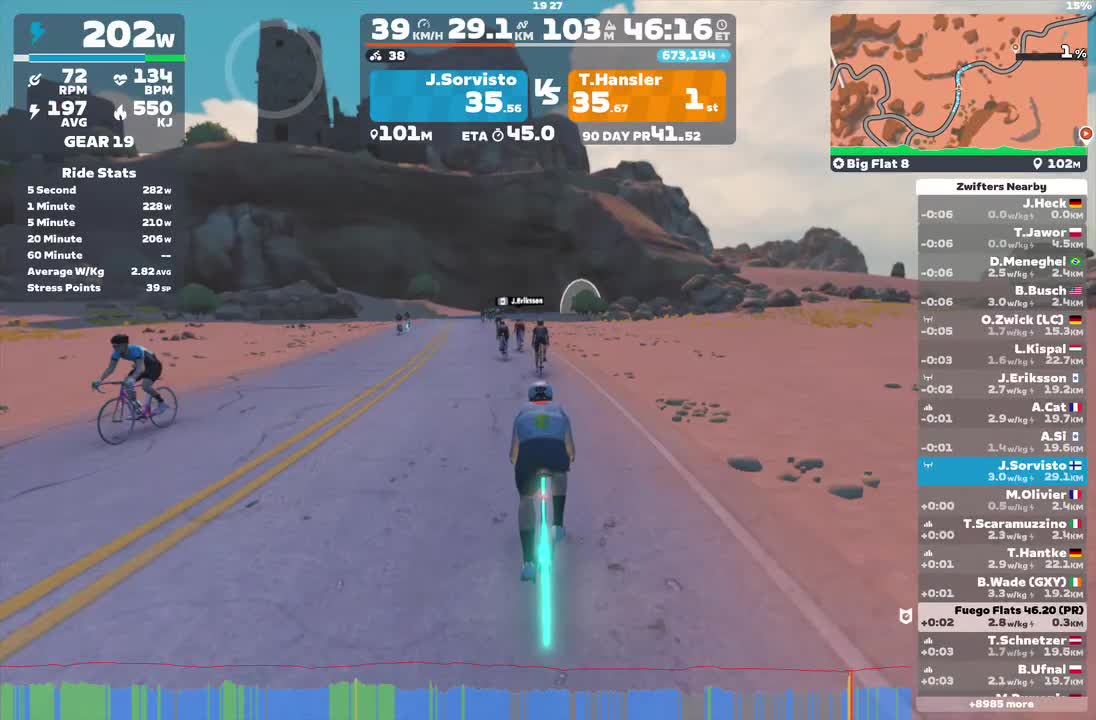 Zwift - endurance 1h