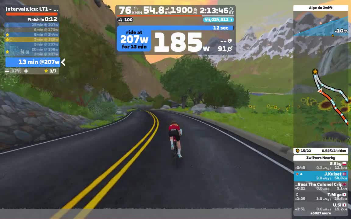 Zwift - : LT1 -  4 x 20m on Tour of Fire and Ice in Watopia