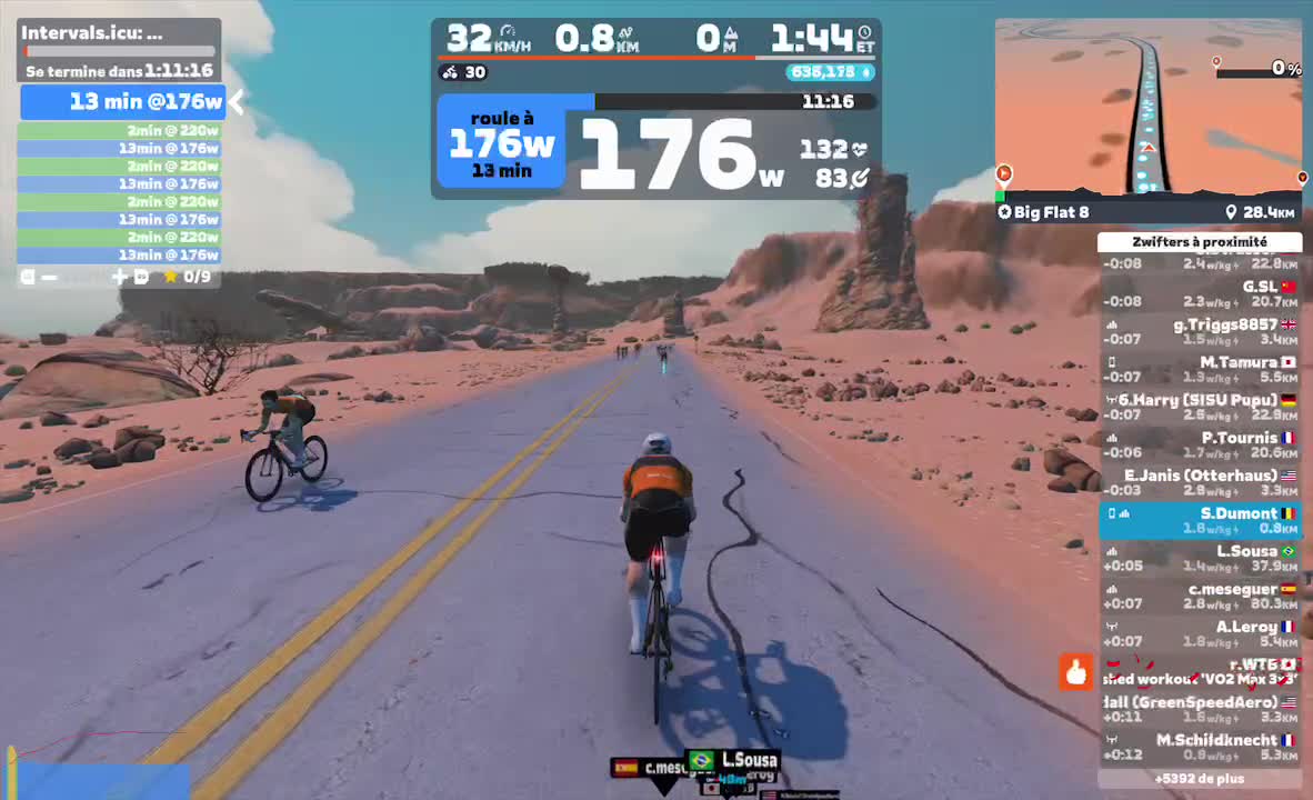 Zwift - : Endurance + Tempo Touches on Big Flat 8 in Watopia