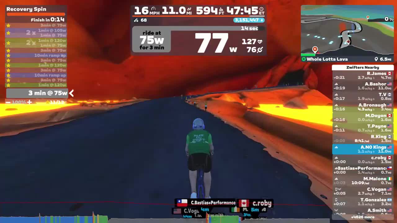 Zwift - Recovery Spin on Whole Lotta Lava in Watopia