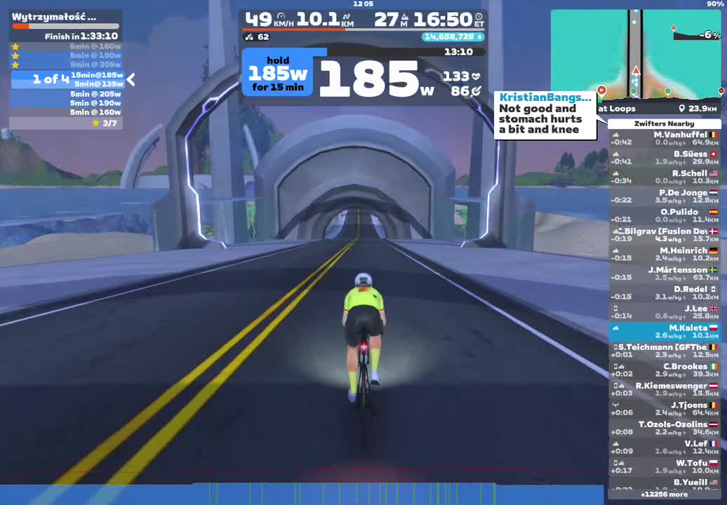 Zwift - Wytrzymałość tlenowa S2 (-8W) on Triple Flat Loops in Watopia