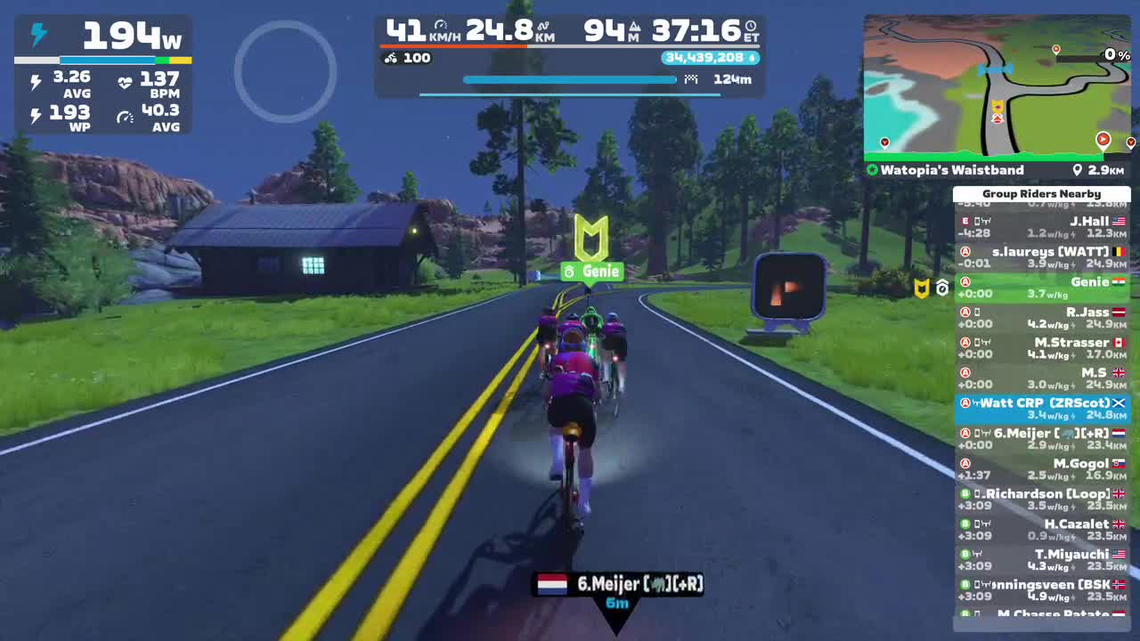 Zwift - Group Ride: Rapha Festive 500 with Genie @ 3.7 W/KG on Watopia's Waistband in Watopia