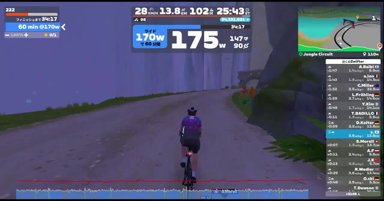 Zwift - 222 on Jungle Circuit in Watopia