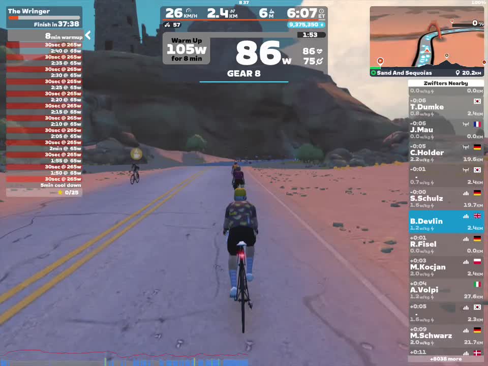 Zwift - The Wringer on Sand And Sequoias in Watopia