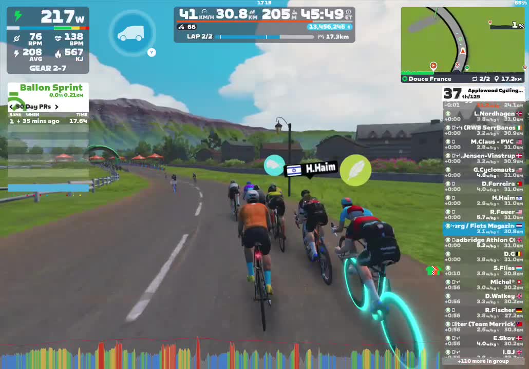 Zwift - Group Ride: Applewood Cycling Group Ride (B) on Douce France in France