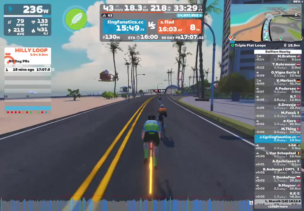 Zwift - Triple Flat Loops in Watopia
