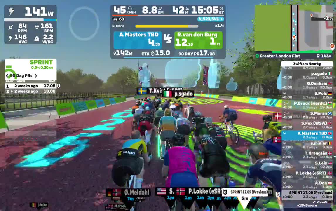 Suze.  ( still hate Maria) Zwift - Pacer Group Ride: Greater London Flat in London with Maria