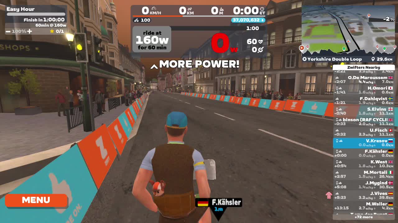 Zwift - Easy Hour on Yorkshire Double Loop in Yorkshire