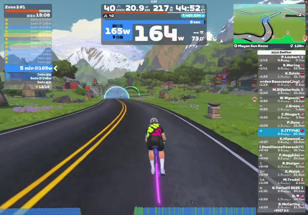 Zwift - Zone 2 #1 on Mayan San Remo in Watopia