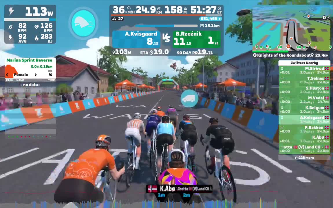 Zwift - Stein H.  Wollheim 's Meetup on Knights of the Roundabout in France