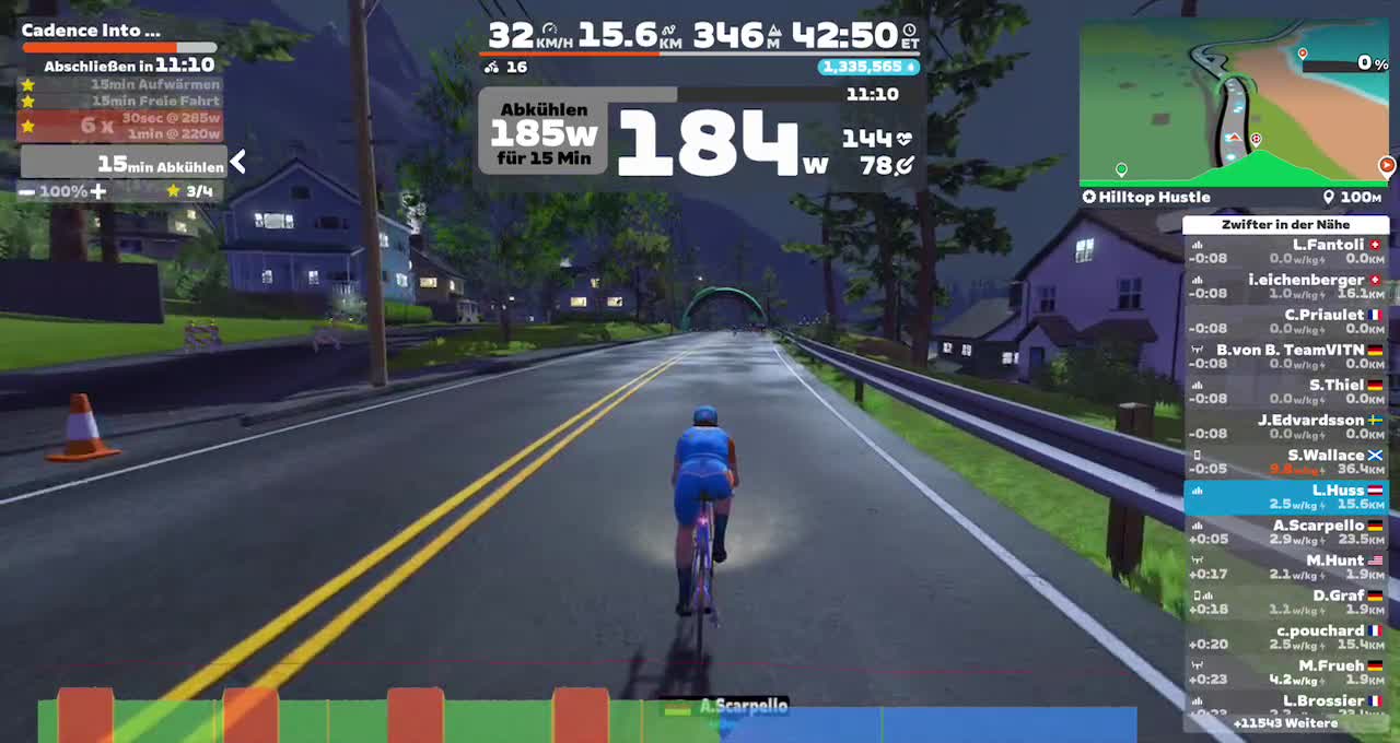 Zwift - Cadence Into Over-Unders on Hilltop Hustle in Watopia