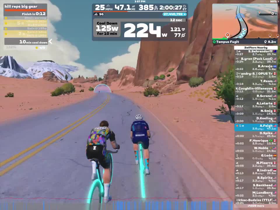 Zwift - hill reps big gear on Tempus Fugit in Watopia