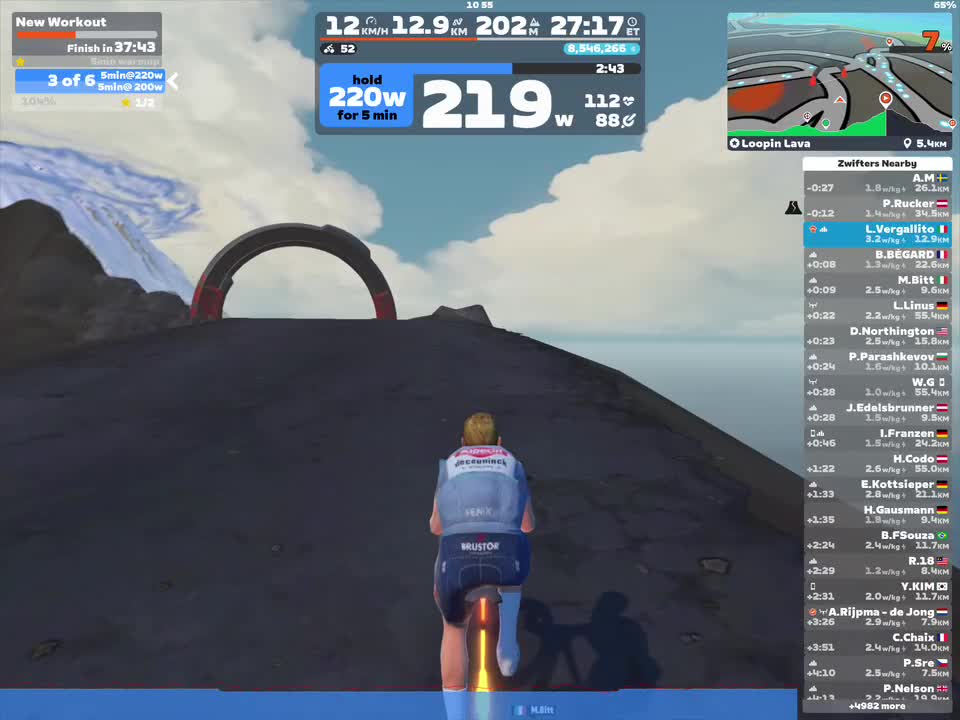 Zwift - New Workout on Loopin Lava in Watopia